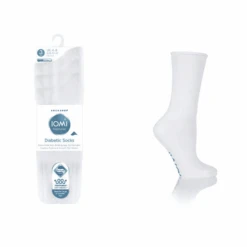 3Pk Iomi C Foot Diabetic Socks Size 4-8, White