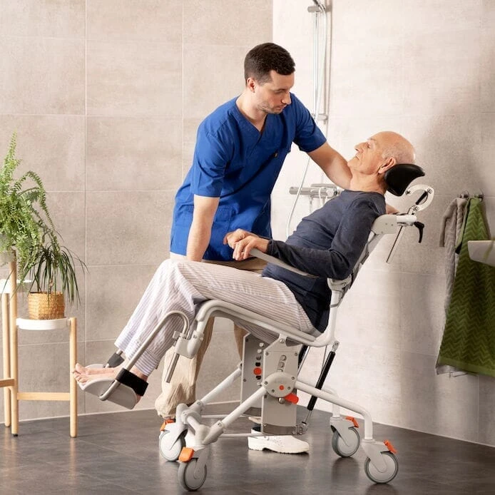 Etac Swift Mobil Tilt-2 Shower Tilting Commode Chair Standard - Includes Pan Holder - Image 5