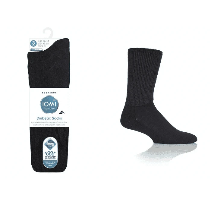 3Pk Iomi C Foot Diabetic Socks Size 4-8, White - Image 8