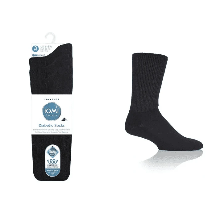 3Pk Iomi C Foot Diabetic Socks Size 4-8, White - Image 6