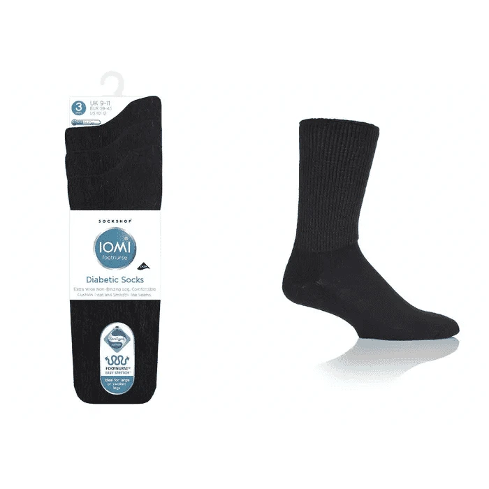 3Pk Iomi C Foot Diabetic Socks Size 4-8, White - Image 7