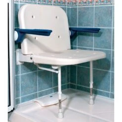Extra Wide Wall Mounted Shower Seat With Padded Arms