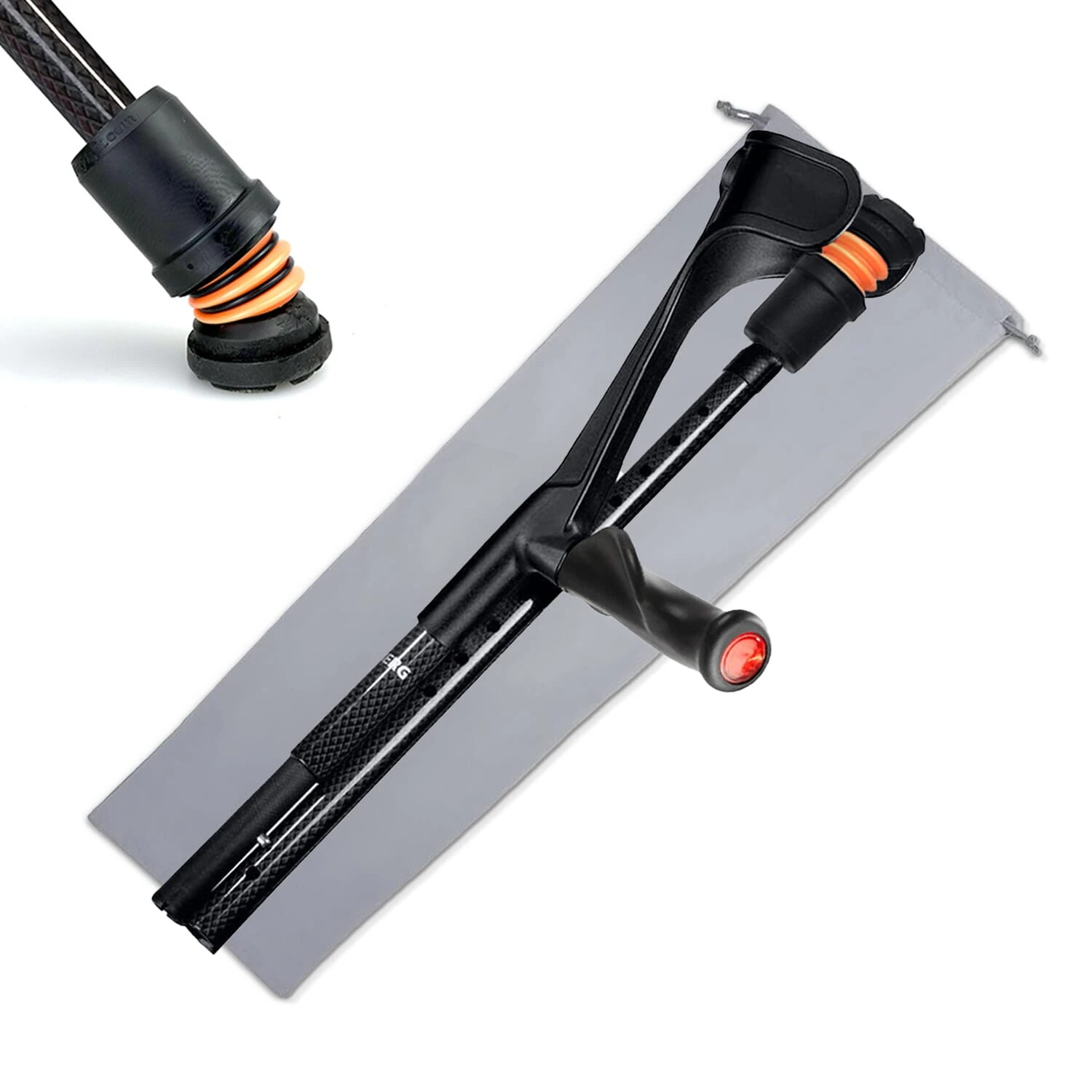 Flexyfoot Carbon Fibre Comfort Grip Folding Crutches Red - Right - Image 4