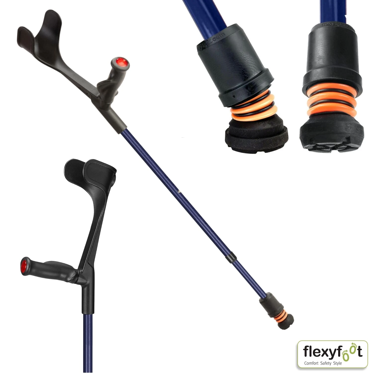 Flexyfoot Open Cuff Comfort Grip Crutches Red - Right - Image 6