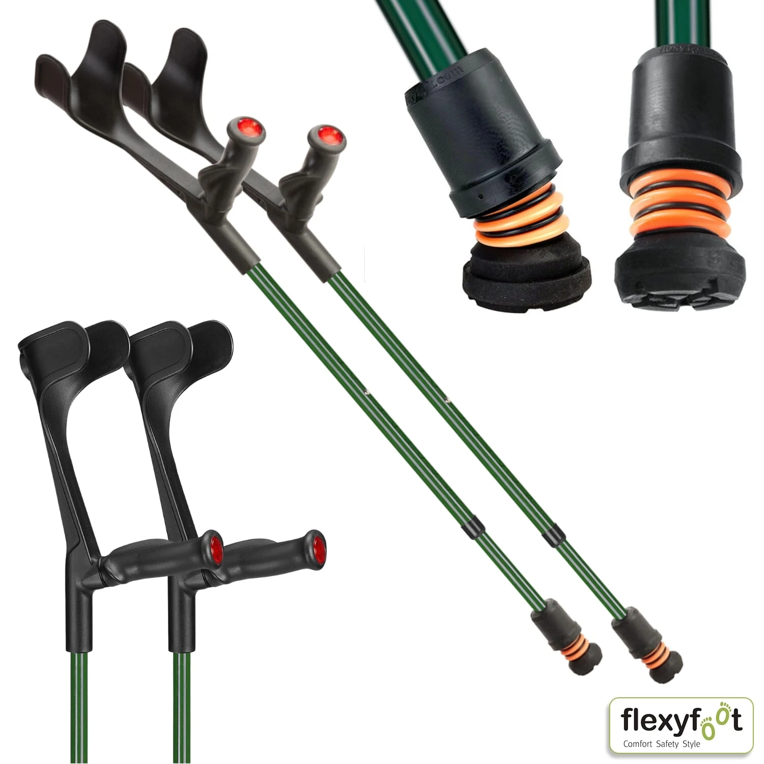 Flexyfoot Open Cuff Comfort Grip Crutches Red - Right - Image 13