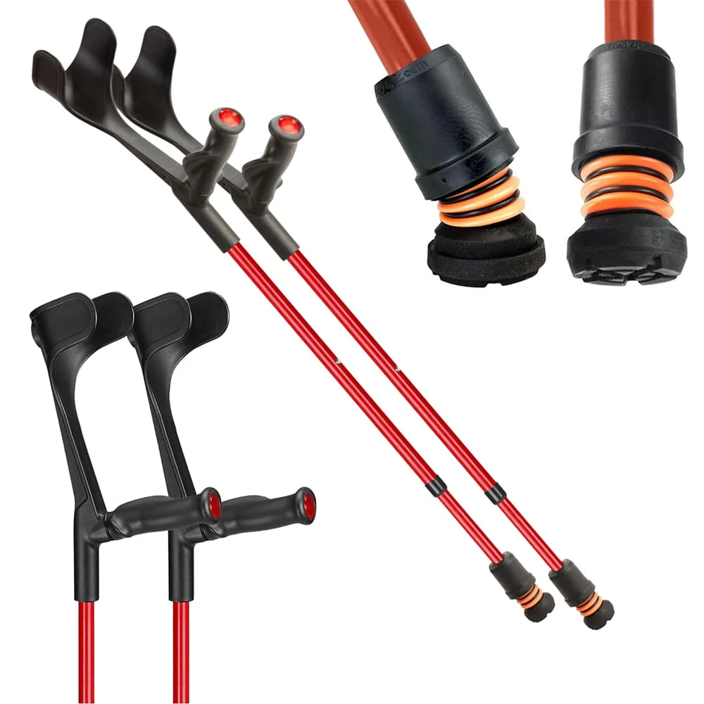 Flexyfoot Open Cuff Comfort Grip Crutches Red - Right - Image 16