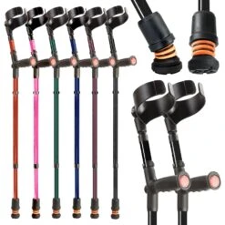 Flexyfoot Soft Grip Double Adjustable Crutches Red - Single
