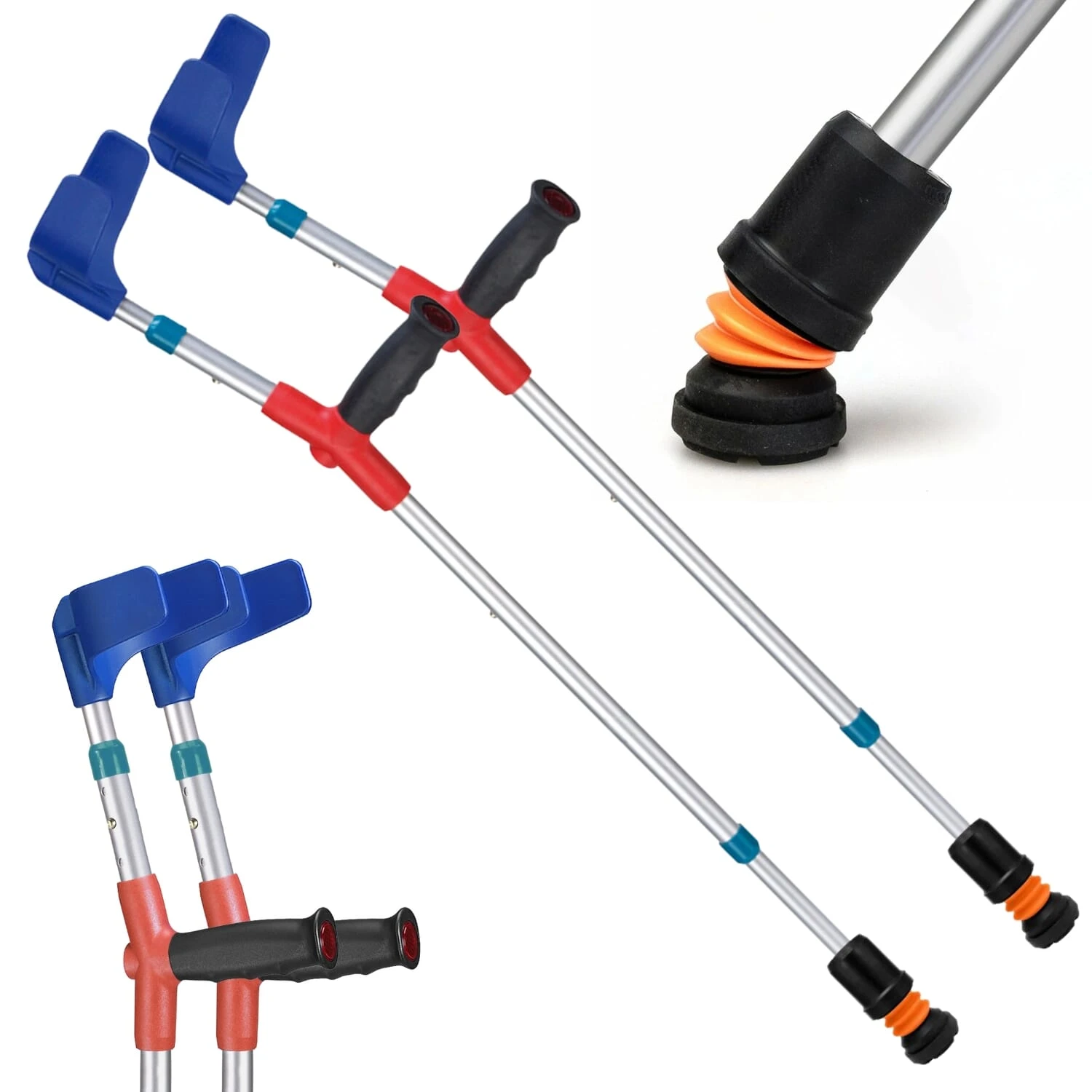 Flexyfoot Soft Grip Double Adjustable Junior Crutches Black - Single - Image 2