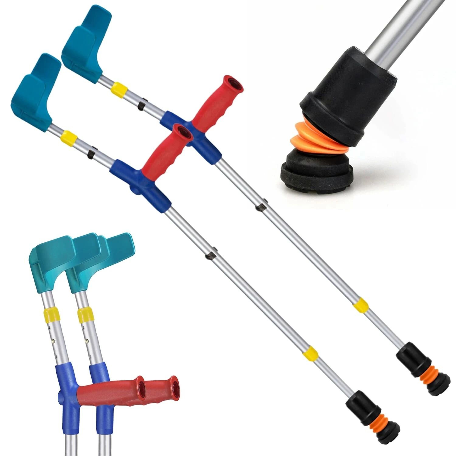 Flexyfoot Soft Grip Double Adjustable Junior Crutches Black - Single - Image 4