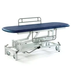 Hydraulic Changing Table With Retractable Wheels Dark Blue With Side Rails - 152cm