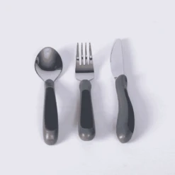 Kura Care Adult Profiled Cutlery Set Black