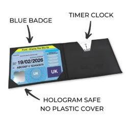 Leather Blue Badge & Timer Clock Wallet Black
