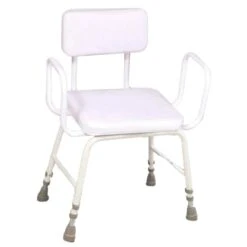 Malvern Extra Low Vinyl Perching Stool Arms & Padded Back