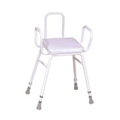 Malvern Vinyl Seat Perching Stool - Adjustable Height With Armrests And Backrest