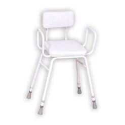 Malvern Vinyl Seat Perching Stool - Adjustable Height With Armrests And Padded Backrest