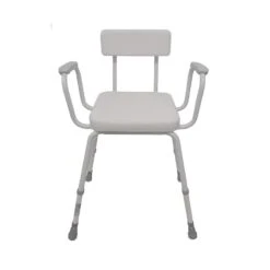 Malvern Vinyl Seat Perching Stool - Adjustable Height With Padded Armrests And Padded Backrest