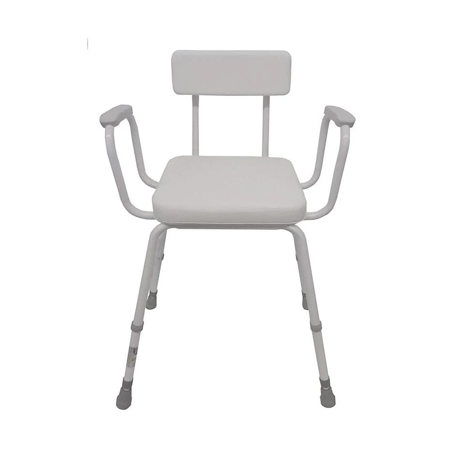 Malvern Vinyl Seat Perching Stool - Adjustable Height With Padded Armrests And Padded Backrest