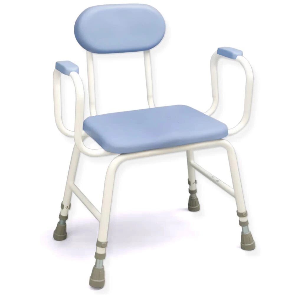 PU Extra Low Moulded Perching Stool With Arms & Pad Back