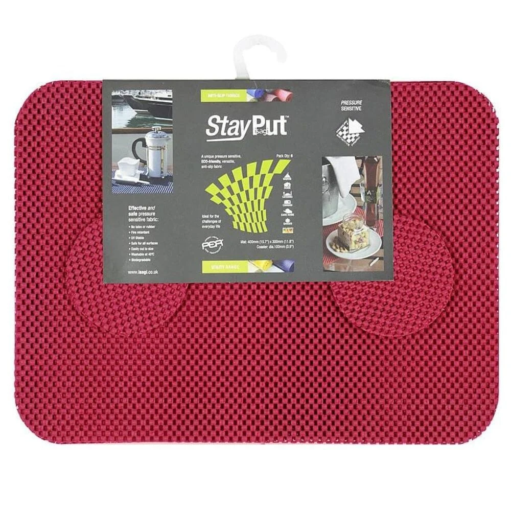 StayPut Non-Slip Fabric Tablemat And Coaster Set Of Six Pearl White - Image 7