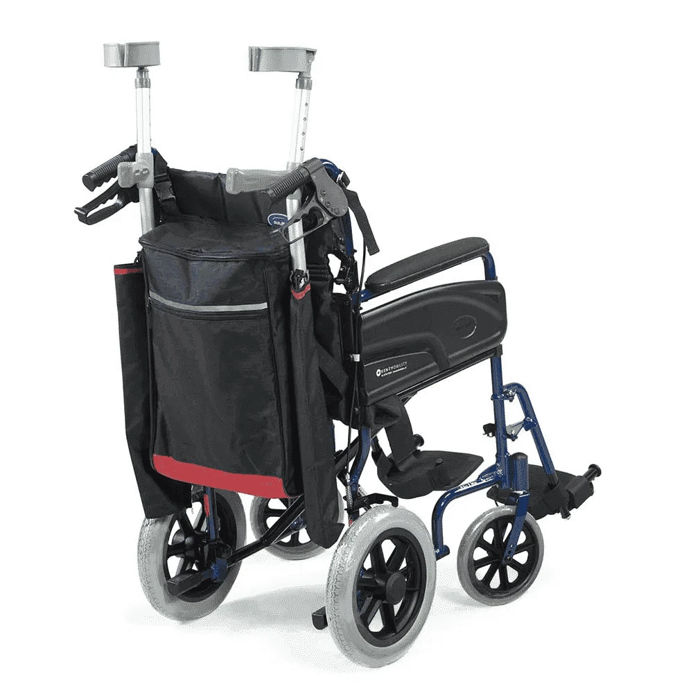 Wheelchair Scooter Mobility Crutch Bag Black/Burgundy - Image 7