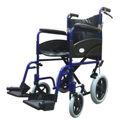Z-Tec Folding Aluminium Transit Wheelchair With Hand Brake Red